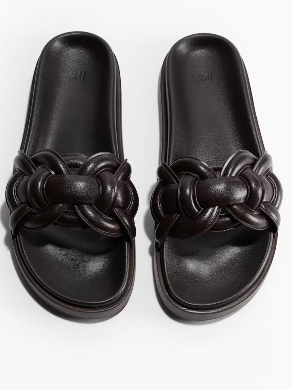 H&M Braided Slide Sandals in Dark Brown
